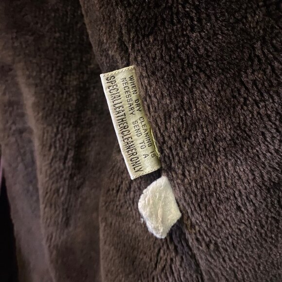Vintage 70s Bermans Brown Leather Jacket Mid-Length Size 40 Large Faux Fur Lined - Picture 11 of 11